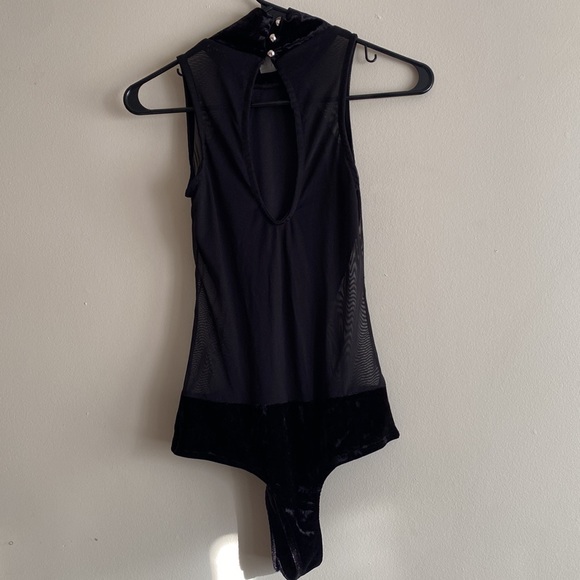 Revamped Velvet Mesh Turtle Neck BodySuit - Picture 2 of 6